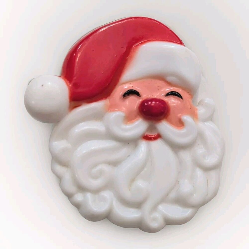 RARE Hallmark Santa Face Pin Brooch Christmas 1973 Plastic